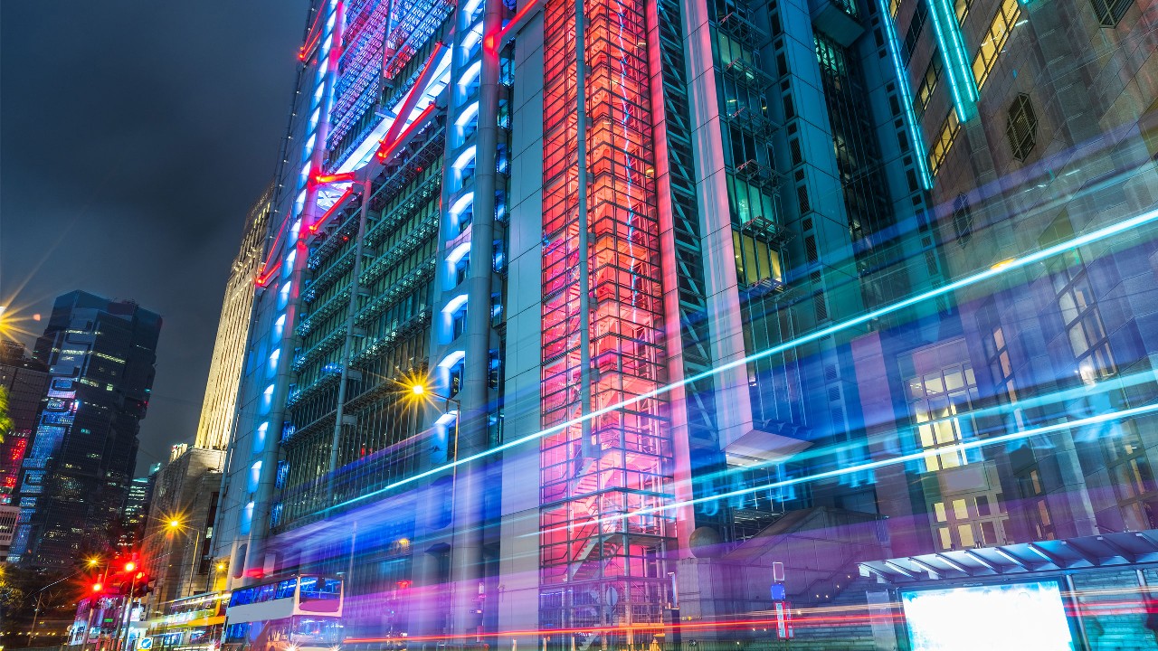 Light trails in the downtown; image used for About HSBC Life "Strong foundation and heritage".